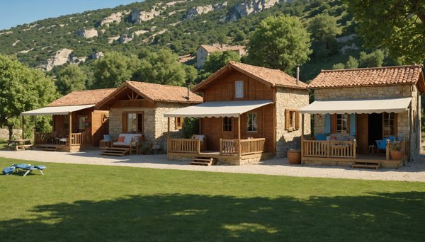 Quels sont les types de bungalows disponibles pour un logement de vacances dans un camping resort en Ardèche ?